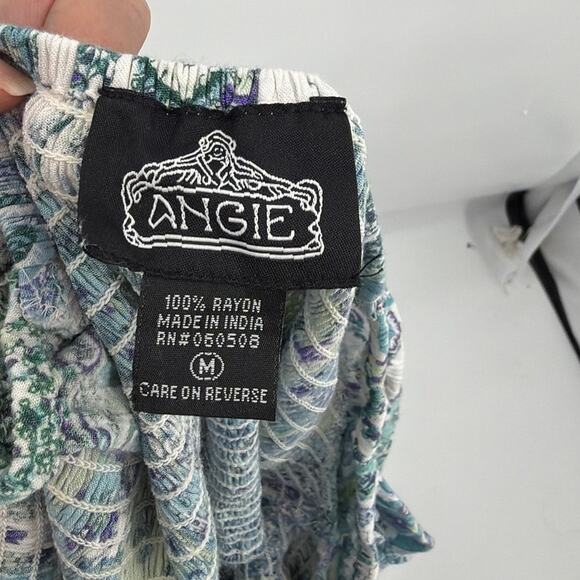 Angie Boho Milkmaid Dress Sz M Cottagecore Romantic Smocked Fairy Grungel Hi-Low - Picture 8 of 9